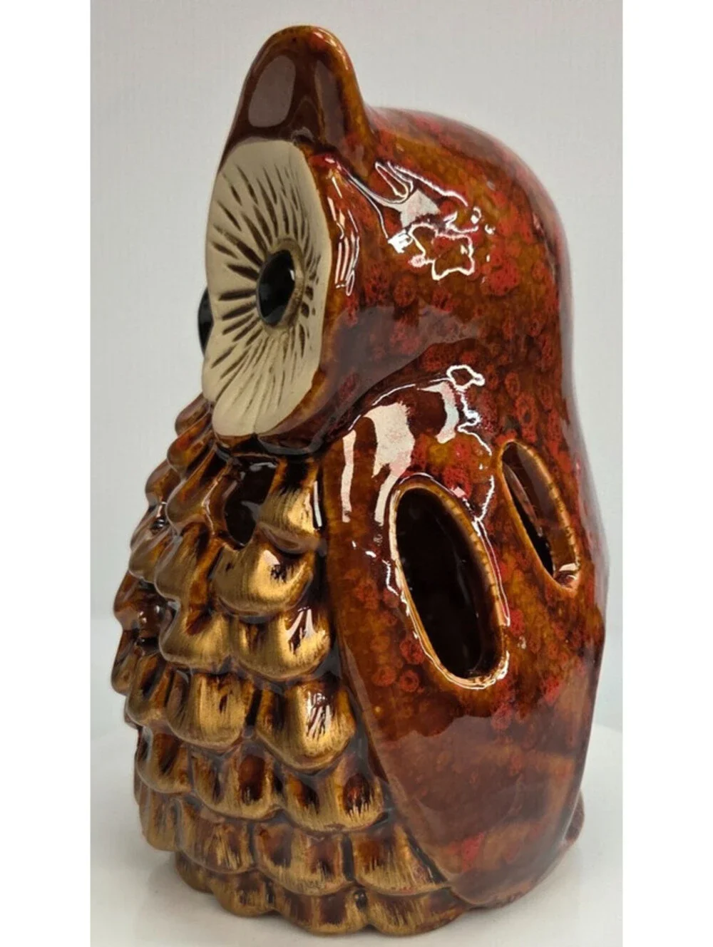 Vintage Ceramic Owl Tea Light Candle Holder Brown Woodland Decor 7